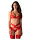 Set de lenjerie intimă Cupide Desir - compleu erotic cu sutien, chiloți și portjartier din dantelă fină, roșu